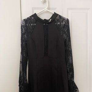 Free People Black Long Sleeve Lace Dress